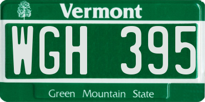 VT license plate WGH395