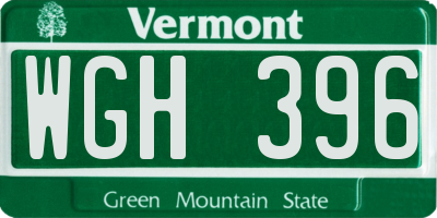 VT license plate WGH396