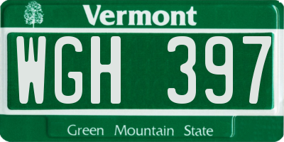 VT license plate WGH397