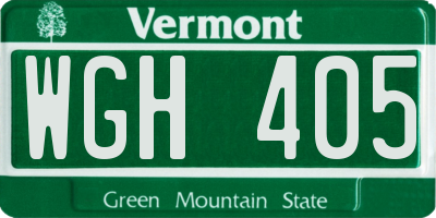 VT license plate WGH405