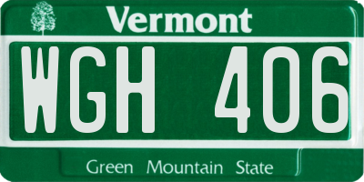VT license plate WGH406