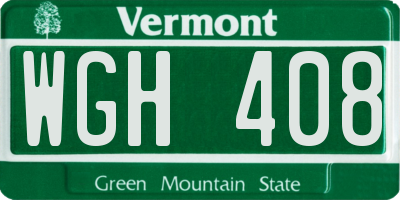 VT license plate WGH408