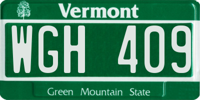 VT license plate WGH409