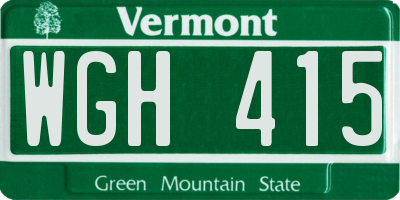 VT license plate WGH415