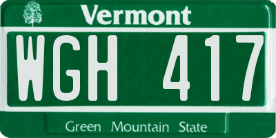 VT license plate WGH417