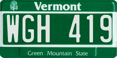 VT license plate WGH419