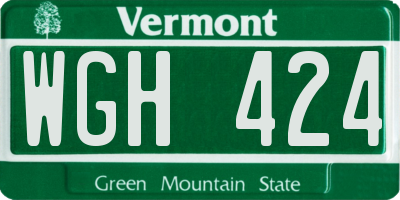 VT license plate WGH424