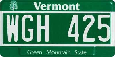 VT license plate WGH425