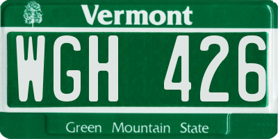 VT license plate WGH426