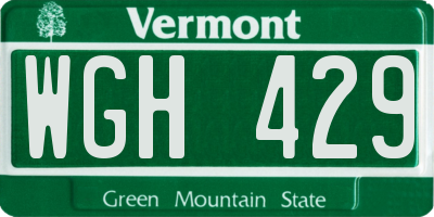 VT license plate WGH429
