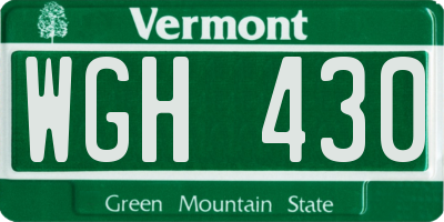 VT license plate WGH430