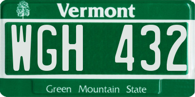 VT license plate WGH432