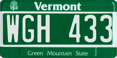 VT license plate WGH433