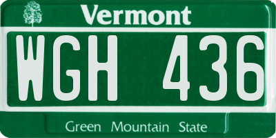 VT license plate WGH436