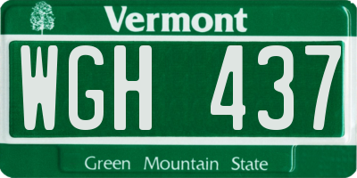 VT license plate WGH437