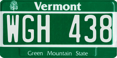 VT license plate WGH438