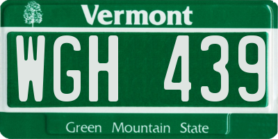 VT license plate WGH439