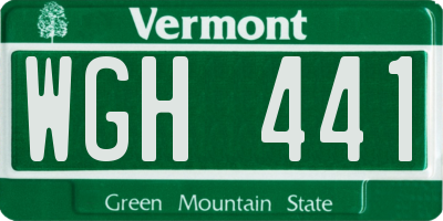 VT license plate WGH441