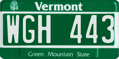 VT license plate WGH443