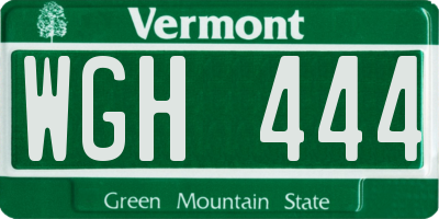 VT license plate WGH444