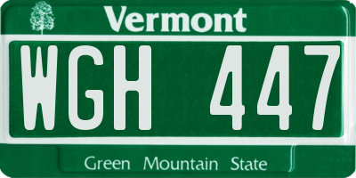 VT license plate WGH447