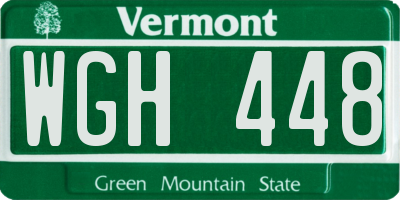 VT license plate WGH448