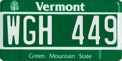 VT license plate WGH449