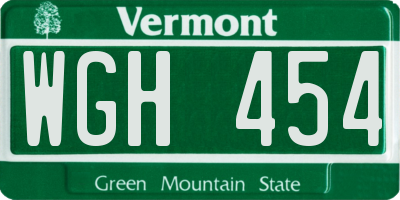 VT license plate WGH454