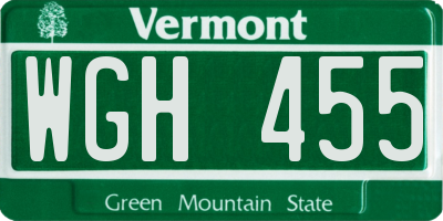 VT license plate WGH455