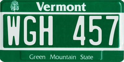 VT license plate WGH457