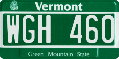 VT license plate WGH460