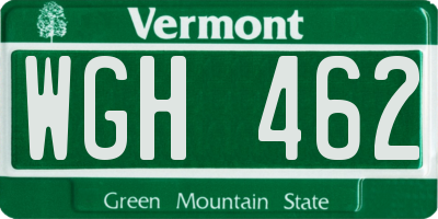 VT license plate WGH462