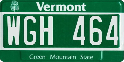 VT license plate WGH464