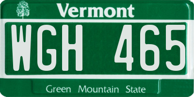 VT license plate WGH465