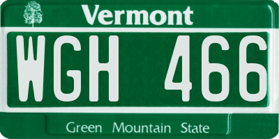 VT license plate WGH466