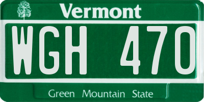 VT license plate WGH470