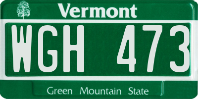 VT license plate WGH473