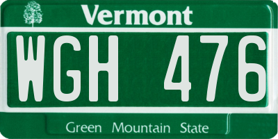 VT license plate WGH476