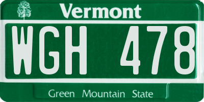 VT license plate WGH478