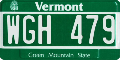 VT license plate WGH479