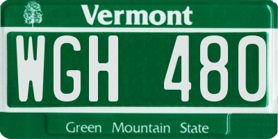 VT license plate WGH480