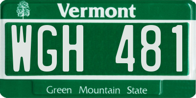 VT license plate WGH481