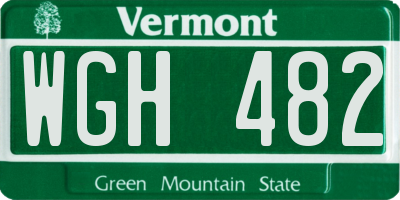VT license plate WGH482