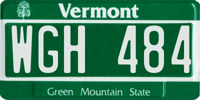 VT license plate WGH484