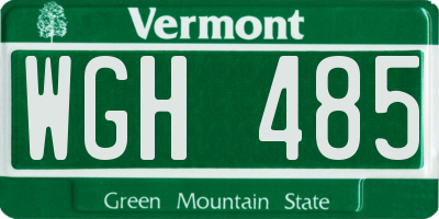 VT license plate WGH485