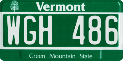 VT license plate WGH486