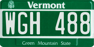 VT license plate WGH488