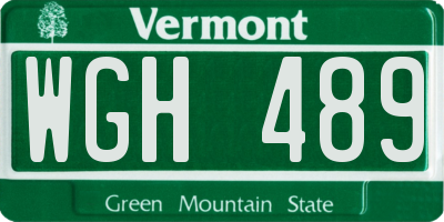 VT license plate WGH489