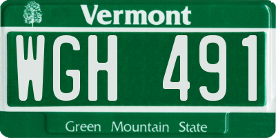 VT license plate WGH491