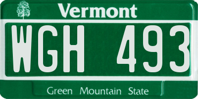 VT license plate WGH493